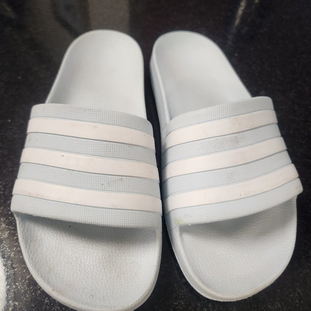 Adidas Light Blue Slides Size 6